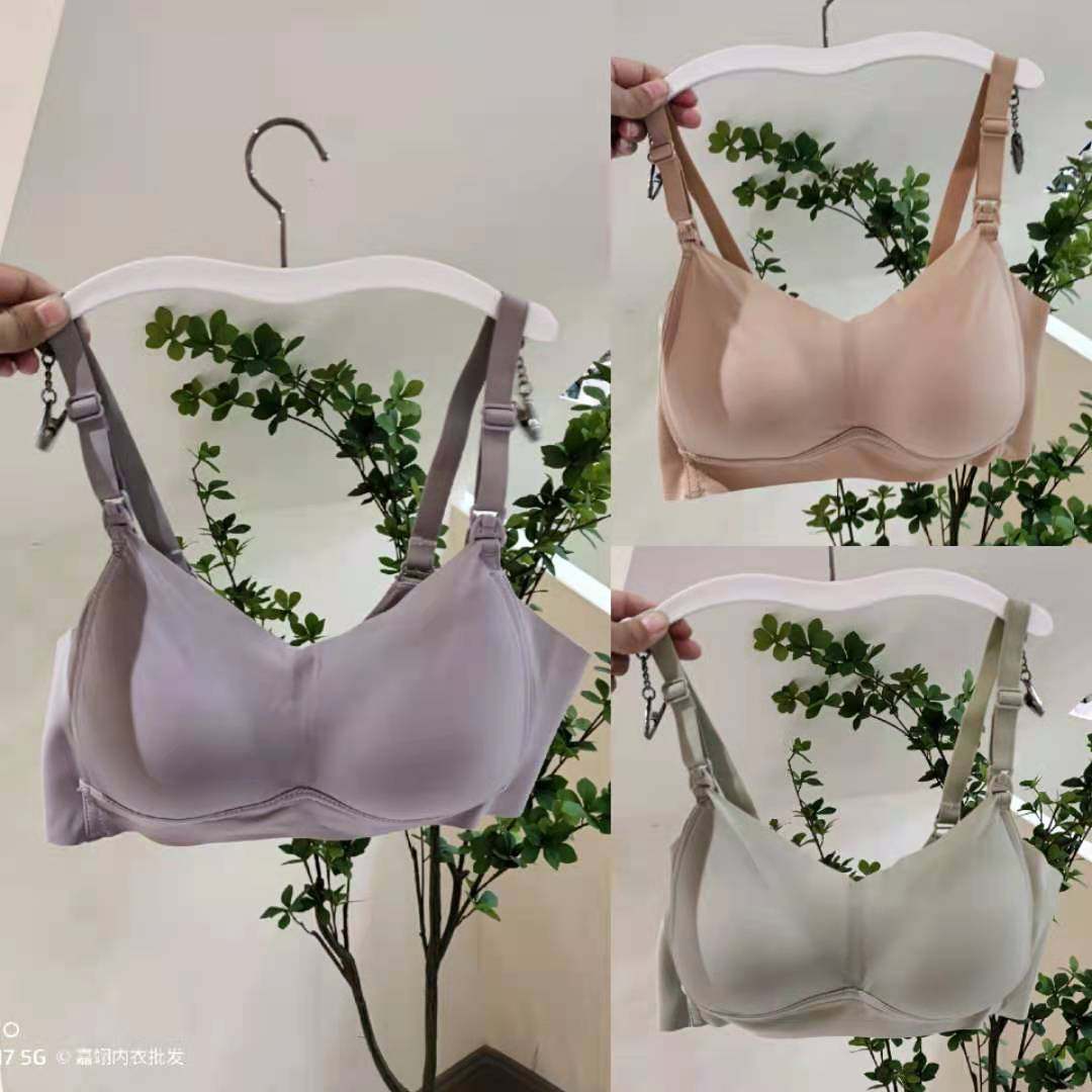 October Unique Favorites 2216 Lactation bra Upper buckle Side open anti-walking light No steel ring Silk Cotton Woman Fed Milk Thin Underwear-Taobao