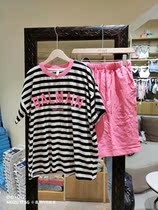 Fanxi Net red bag pajamas womens horizontal letter short-sleeved shorts cotton loose pajama pants home suit