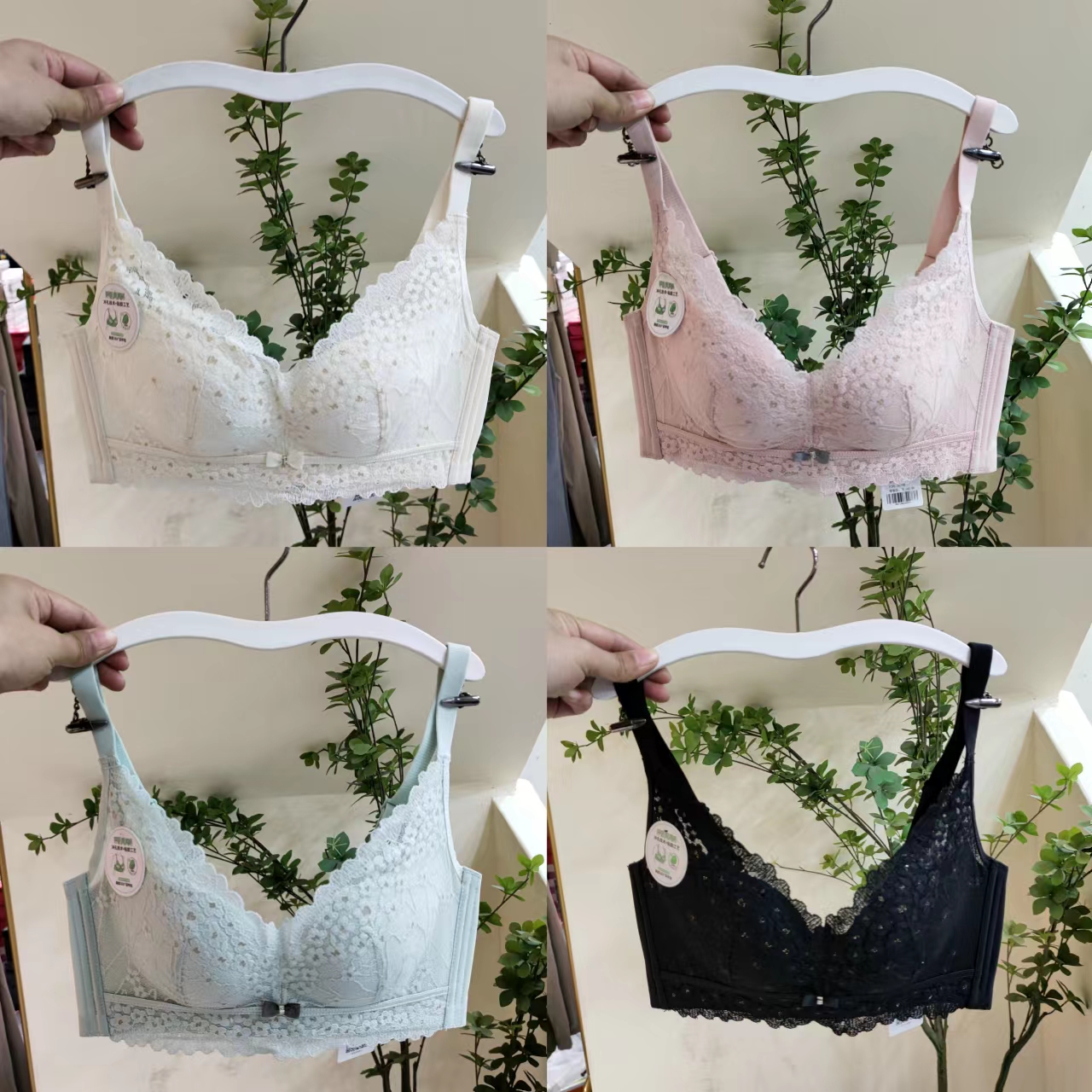 New B cup thin breathable hole cup underwear 2188 large breasts appear  small without wire rings push-up bra