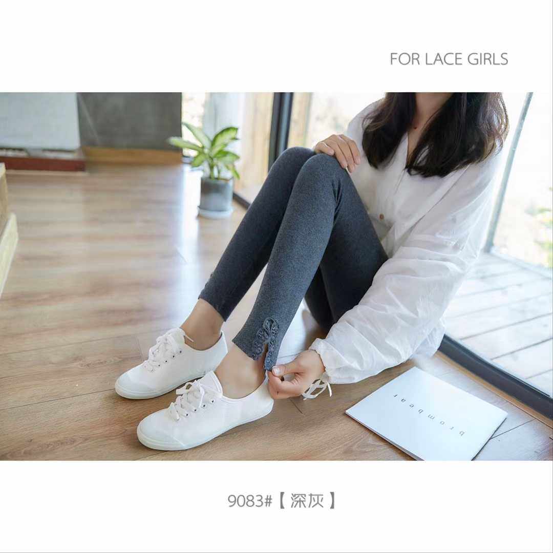 2018 fall Zonidi 9083 foot opening fork lace with bottom pants high and high bomb pure cotton workout smoke pipe pants