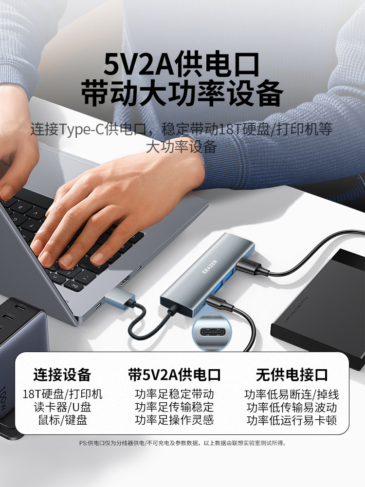 Lenovo Eco Brand High-Speed USB Expander Splitter Usb3.0 Multi-Port Type-C Powered Long Cable Expansion Dock Hub Lenovo Xiaoxin Laptop Adapter