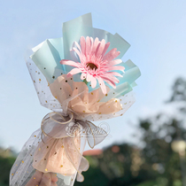 Wrinkled Paper grooming flower Material Pack Africa Chrysanthemum Paper Art Flower handmade DIY Material Folds Paper Single bouquet Packaging