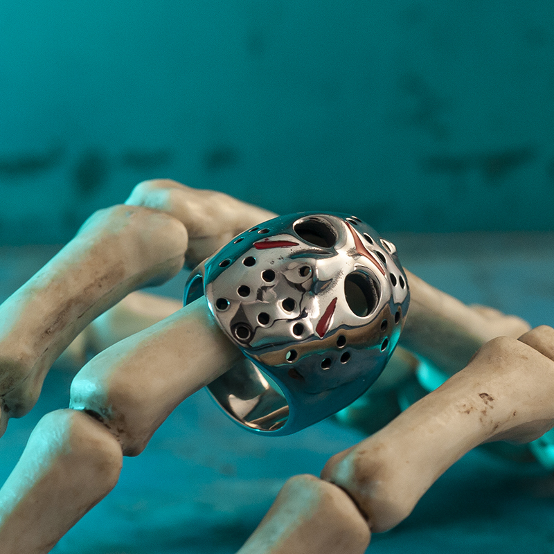 Night Works "Friday the 13Th" European and American Horror Series Jason Mask Retro Ring Men's Large Size