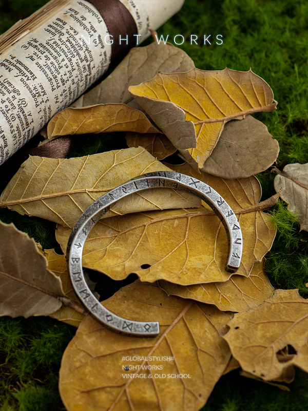 Night Works "Viking Battle Bracelet" Medieval Germanic Mobius Retro Rune Bracelet for Men