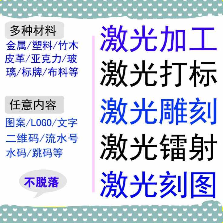 Laser engraving laser carving and carving hardware and plastic trademark pattern processing custom pattern text QR code