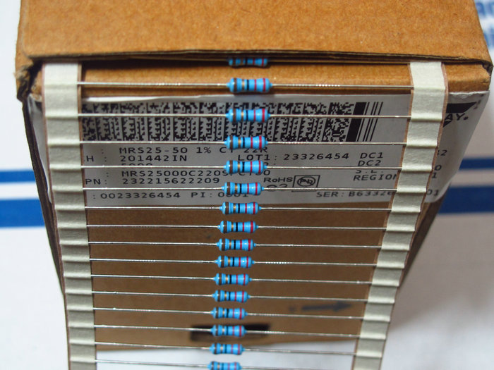 10-piece price VISHAY-BC MRS25 22R 22 ohm resistance 1%copper foot metal film imported brand new