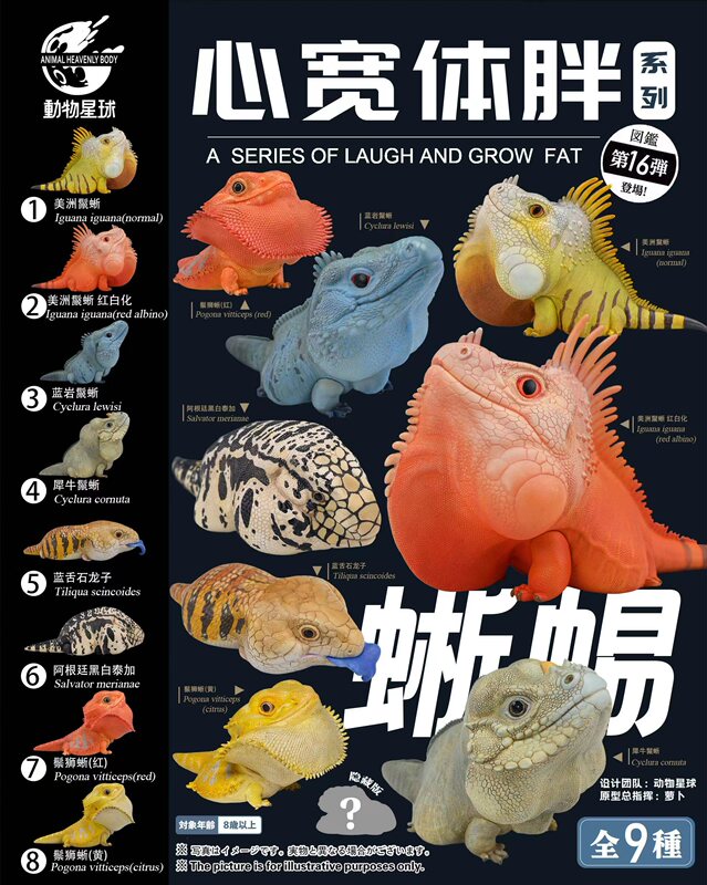 Animal Nebula Heart-Shaped Wide Body Fat 16-Inch Bearded Dragon American Lizard Blue Rock Taiga Rhino Lizard Figure Model Trendy Toy