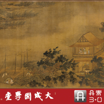 Ming Dynasty Xie Shichen returned to the village after a storm a true ultra-clear restoration of fine brushwork pastel colors figures landscapes Chinese paintings hanging paintings on silk scrolls