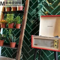 Dark Green bread brick Post green subway brick bar restaurant bathroom bright tile green wall brick 75X300