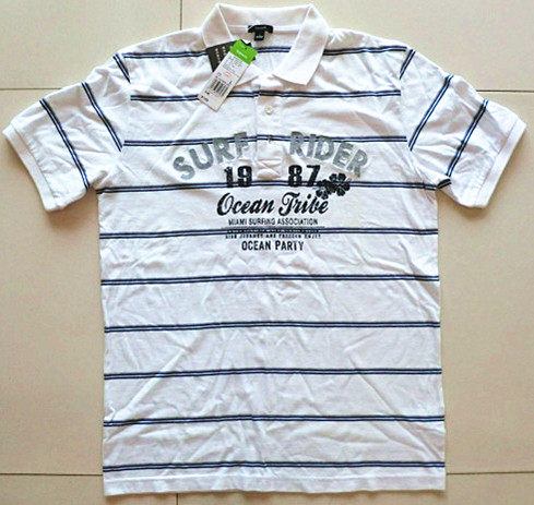 ボッシーニ製メンズ半袖ニットストライプTシャツ、クリアランスセール実施中