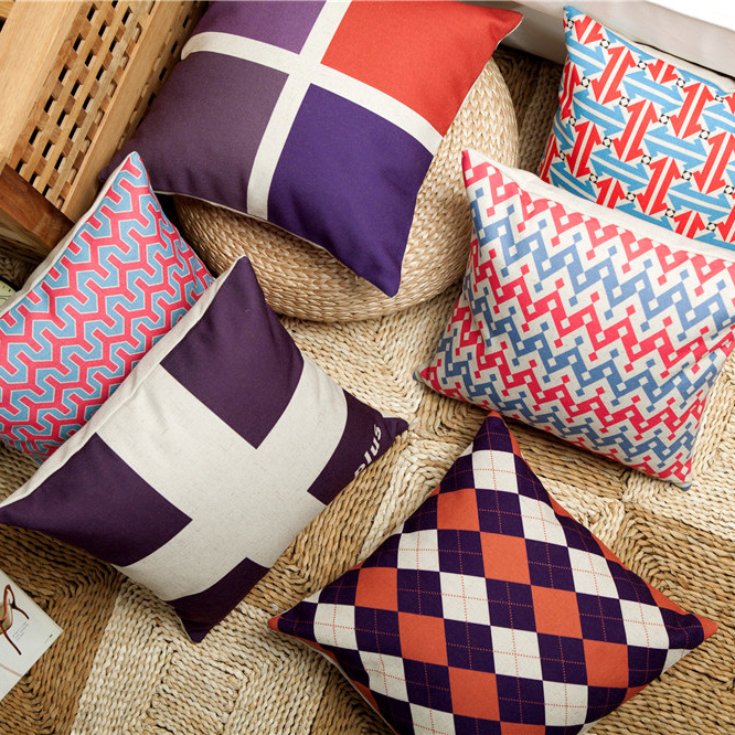 Nordic minimalist striped cotton linen pillow linen sofa backrest seat back seat cushion with pillow waist pillow square pillow with core