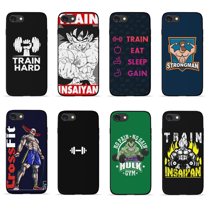 Sports and Fitness Themed Fit Phone Case, Weight Loss Inspirational English Text, Muscle Design, Suitable for Apple 123, Matte, Weightlifting Dumbbell