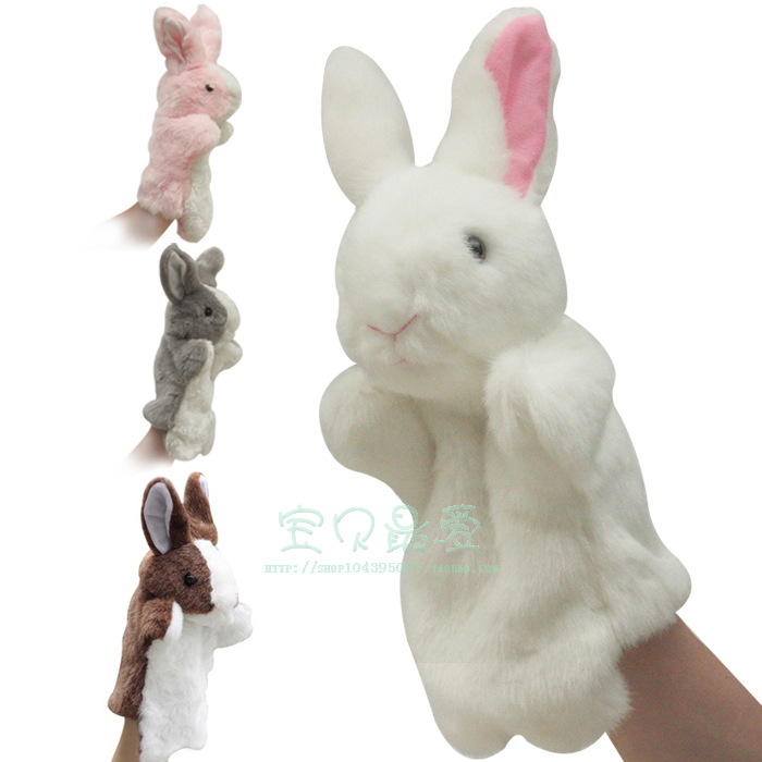 Small White Rabbit Hand Puppet Children Gloves Plush Animal Toys Parent-child Early Education Kindergarten Theater Performance Dolls