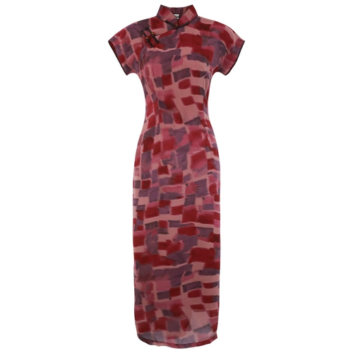 俏娘鱼 Ретро красное летнее элегантное ципао, городской стиль