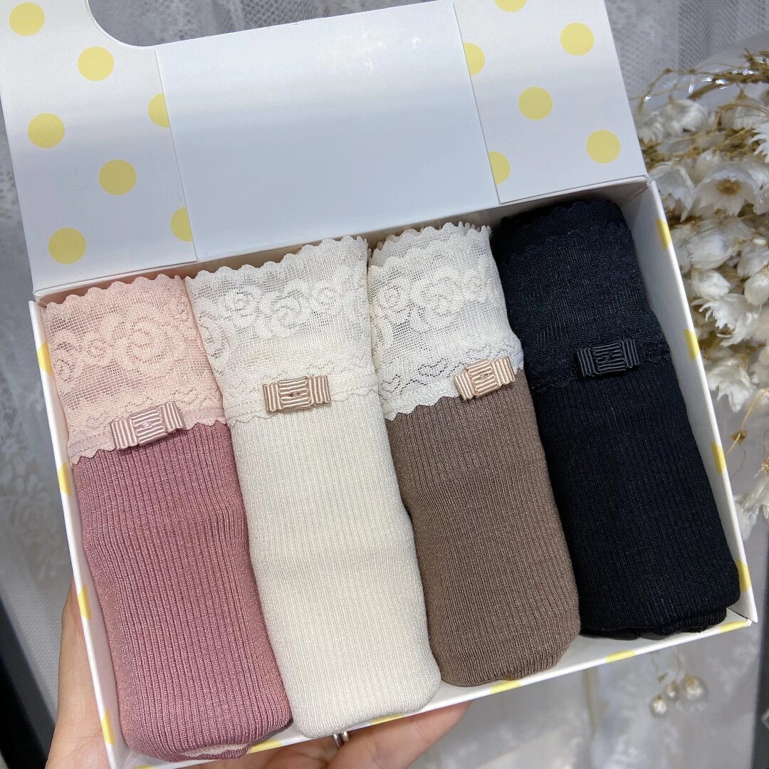 4 pieces of soft thread modal pure cotton crotch antibacterial thin section lace edge bag hip shorts head bottom briefs briefs