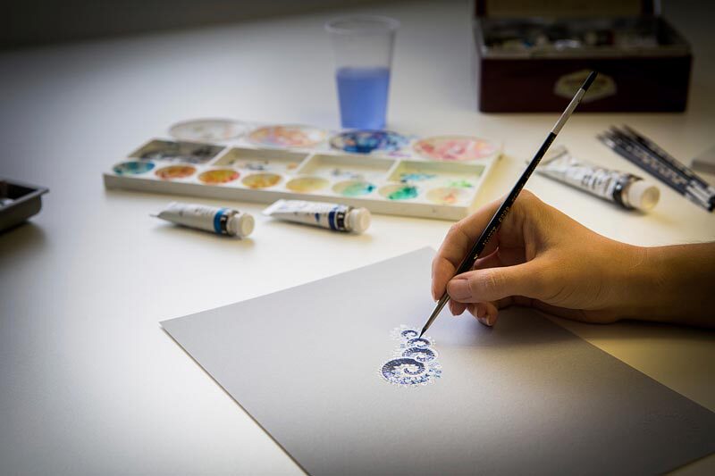 Linel French Traditional Jewelry Hand-Painted Gouache Suitable for Van Cleef & Arpels Jewelry Design, Used by Royal Artists