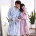 Qingtong Mùa Xuân và Mùa Thu Các Cặp Vợ Chồng Nam Giới và Phụ Nữ Hàn Quốc Cotton Đồ Ngủ Nightdress Phiên Bản Dài Lỏng Nhà Dịch Vụ Áo Ngủ Night Robe