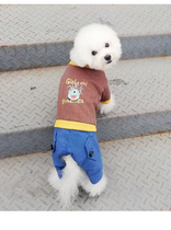 Ambaby loves cute autumn winter new round neck embroidered cartoon monster four-legged winter coat dog warm cute clothes