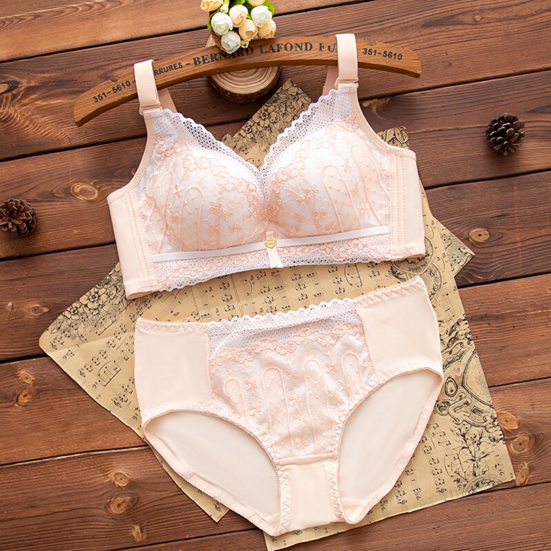 Non-Magnetic Underwear Set for Women, Thin, Wire-Free, Push-Up, Adjustable, Small Chest, Sexy Bra, Side Breast Collection Bra