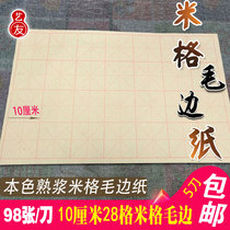 Yiyou RICE PAPER CALLIGRAPHY Practice Paper 28 GRIDS 10 CM MACHINE-printed rice grid RAW edge PAPER(fully OPEN)10CM GRID