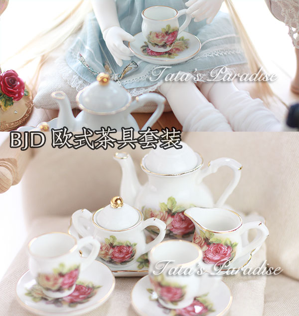 4 points 3 points uncle giant baby BJD SD DD baby with photo accessories Mini European tea set set full 68