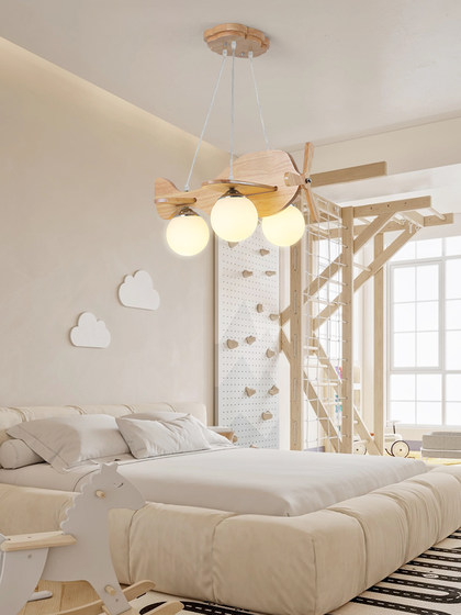 Airplane Chandelier, Simple, Modern, Creative, Artistic, Boy's Room Decorative Lamp, Log Style Design, Kidsren's Room Lamp