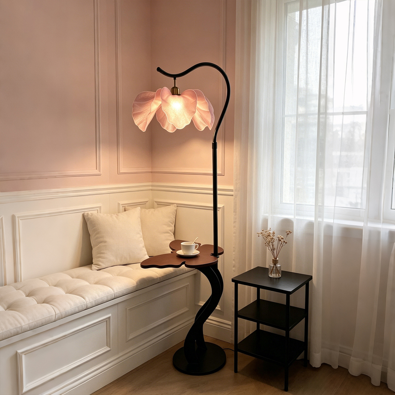 Medieval-Style Petal Floor Lamp French Style 2026 New Designer Model Living Room Sofa Integrated Storage Bedroom Atmosphere Light
