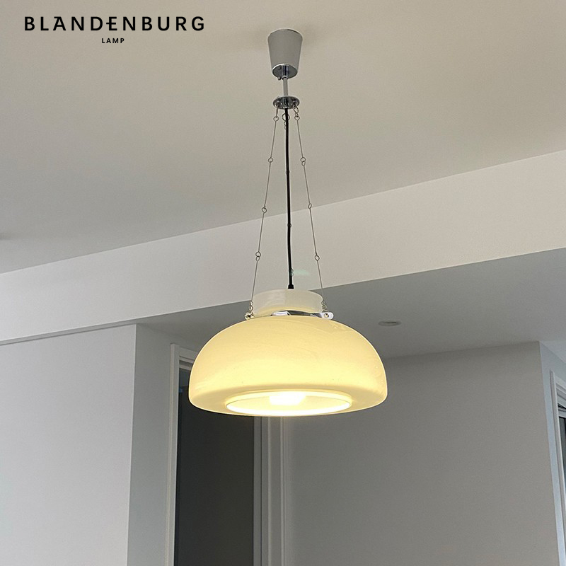 Dining room lamp Bauhaus milk glass chandelier simple modern designer bar lamp large white lamp dining table lamp