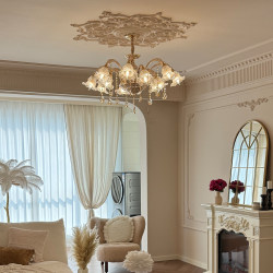 Flower Chandelier, European Style, Luxurious, High-End, Atmospheric, Living Room Main Light, French Retro, Light Luxury, New Style Villa Crystal Lamp