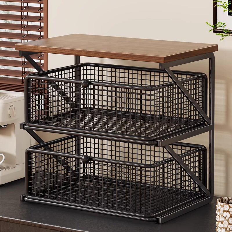 Japanese Imported Desktop Storage Rack for Living Room Snacks and Water Cups, Multifunctional Layered Storage Rack, Kitchen Drawer-Style Organizer