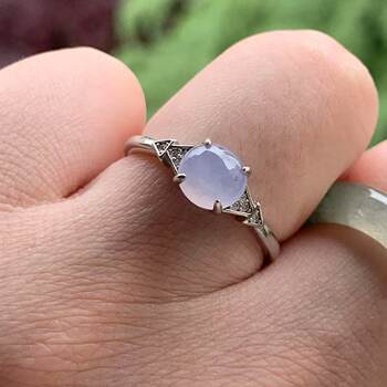 Myanmar a-quality jadeite purple violet cabochon ring