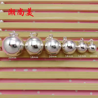 Chaoshang Meiyin pendant 990 foot silver glossy round ball pendant Couple silver necklace pendant simple personality lettering