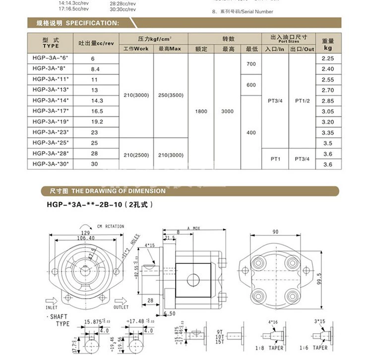 cấu tạo bơm thủy lực bánh răng Bơm bánh răng thủy lực Mingde Đài Loan HGP-3A-F8R/11R/13R/14R/17R/19R/23R bơm dầu đầu bơm bơm thủy lực 2 tầng bơm tay thủy lực 1 chiều