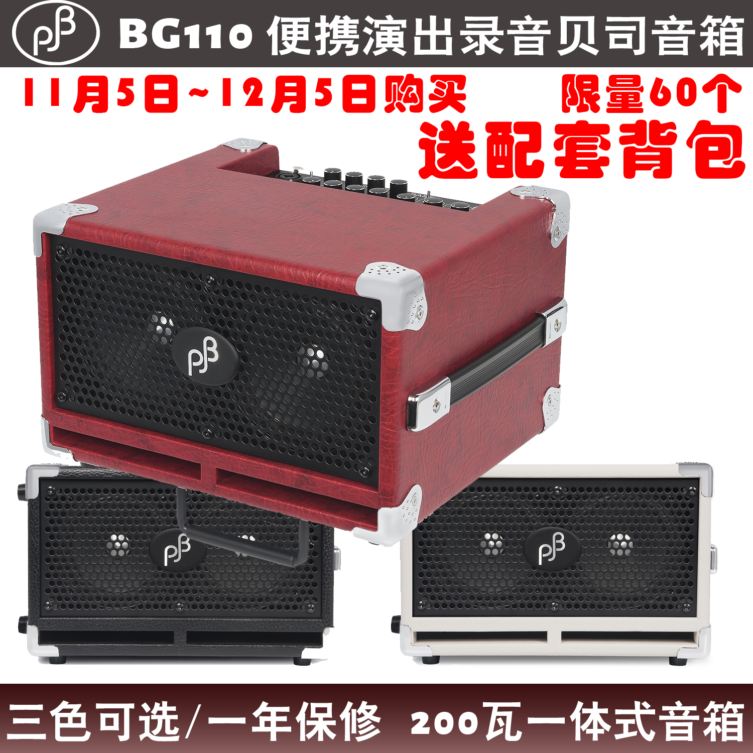 PJB BG110 200 Watt combo Performance Practice Recording All In One Portable Bass Speaker Send Backpack Limited