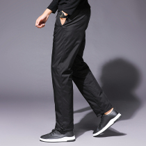 Outdoor down pants mens outer wear white goose down middle-aged and elderly high-waist thickened loose straight northeast warm down cotton pants