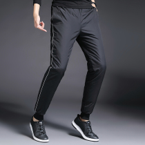 Outdoor mens down pants men wear young and middle-aged small-legged pants sports windproof and warm white duck down cotton pants winter tide
