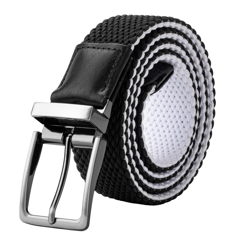 Golf Belt Men's Elastic Woven Belt with Rotating Buckle, Reversible, Men's Holeless Belt, Golf Belt