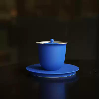 16 open cup ideal series handmade silver color ceramic tea bowl Simple gift cover bowl Household large cover bowl