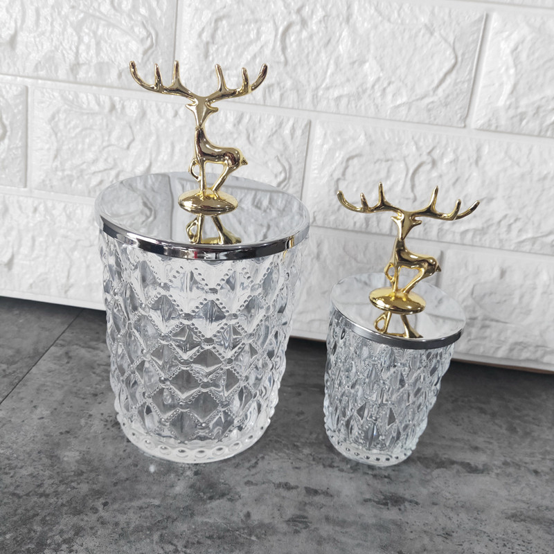 Nordic light luxury designers recommend American golden elk glass wool swab cans storage cans candy cans decoration home