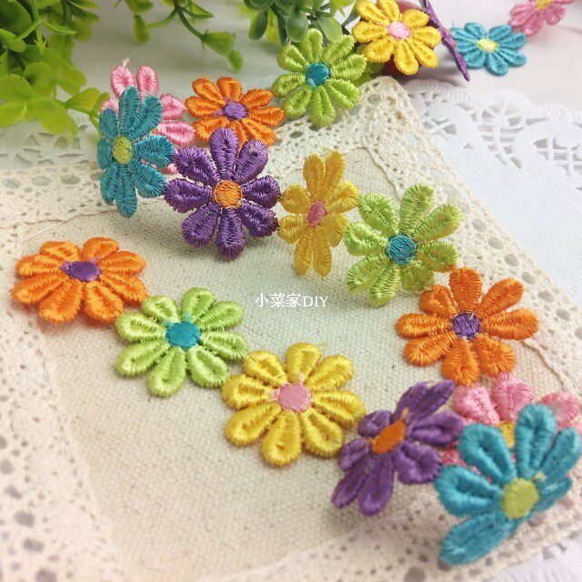 DIY handmade 2 7cm flower cloth patch hole sticker color water soluble lace decorative cloth patch patch patch