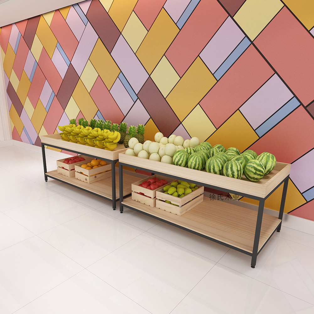 Fruit and vegetable rack Supermarket fresh fruit and vegetable Nakajima shelf promotion table Convenience store wooden fruit basket display 08
