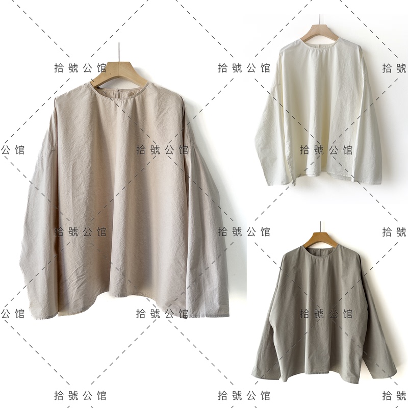 Minimalist Wabi-Sabi Aesthetics, Simple and Unrestrained Wild Tussah Silk Cotton, Round-Neck Loose-Fitting Shirt Minimalist Wabi-Sabi Aesthetics, Simple and Unrestrained Wild Tussah Silk Cotton, Round-Neck Loose-Fitting Shirt