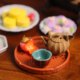 Chinese mini mini food playboy model handmade carved saucer two-color tea cup cake