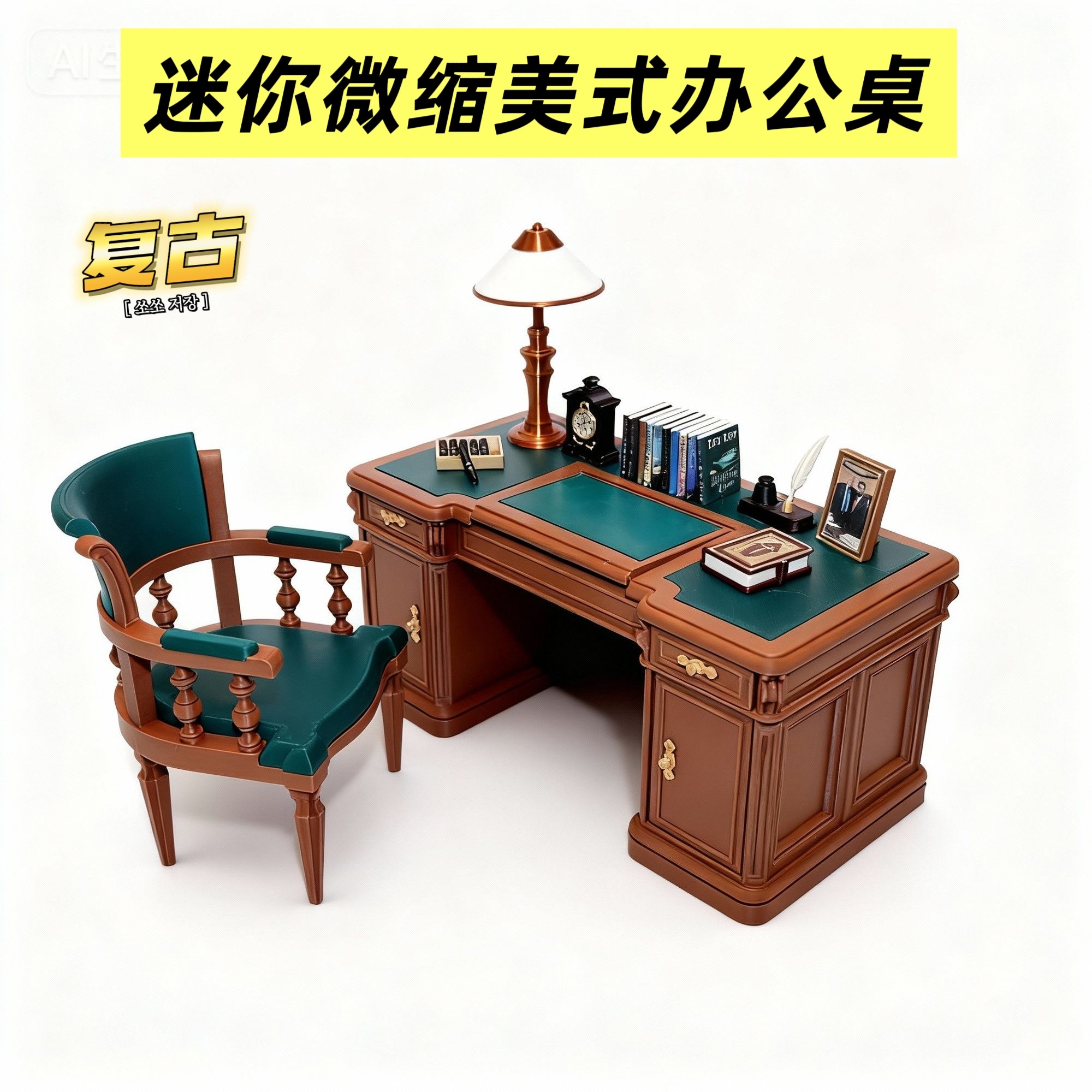 复古魅力,尽在这款迷你办公桌模型📚-BJD场景道具娃屋-淘宝好物网