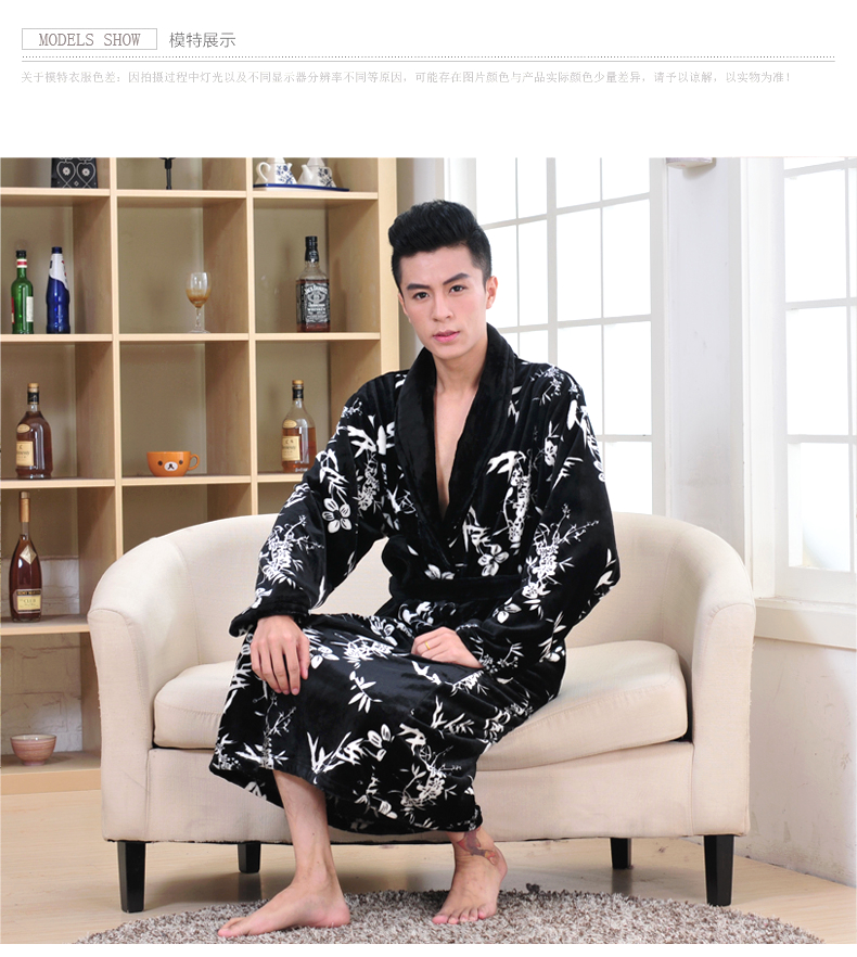 Mùa thu và mùa đông flannel áo choàng nam đồ ngủ áo choàng tắm phụ nữ dày đôi mô hình nhà dịch vụ áo choàng lông cừu san hô áo tắm nam nữ