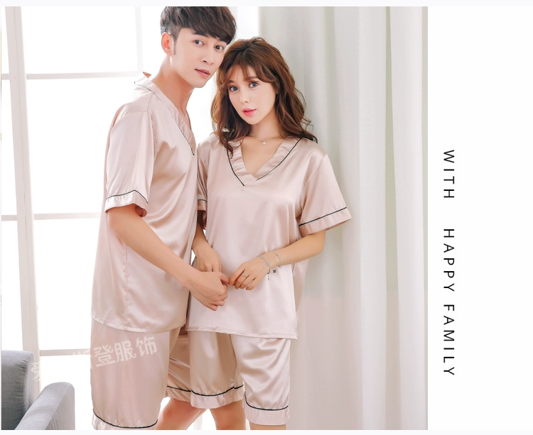 Vài bộ đồ ngủ mùa xuân và mùa hè của phụ nữ mát mẻ lụa đồ ngủ nam ngắn tay phù hợp với phần mỏng kích thước lớn dịch vụ nhà áo choàng tắm đồ mặc nhà cao cấp