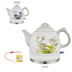 ấm siêu tốc mini 0.5 lít Jingdezhen màu gốm hoa mẫu đơn ấm đun nước điện Phnom Penh lá sen màu xanh và trắng sứ binh dun nuoc ấm đun nước điện