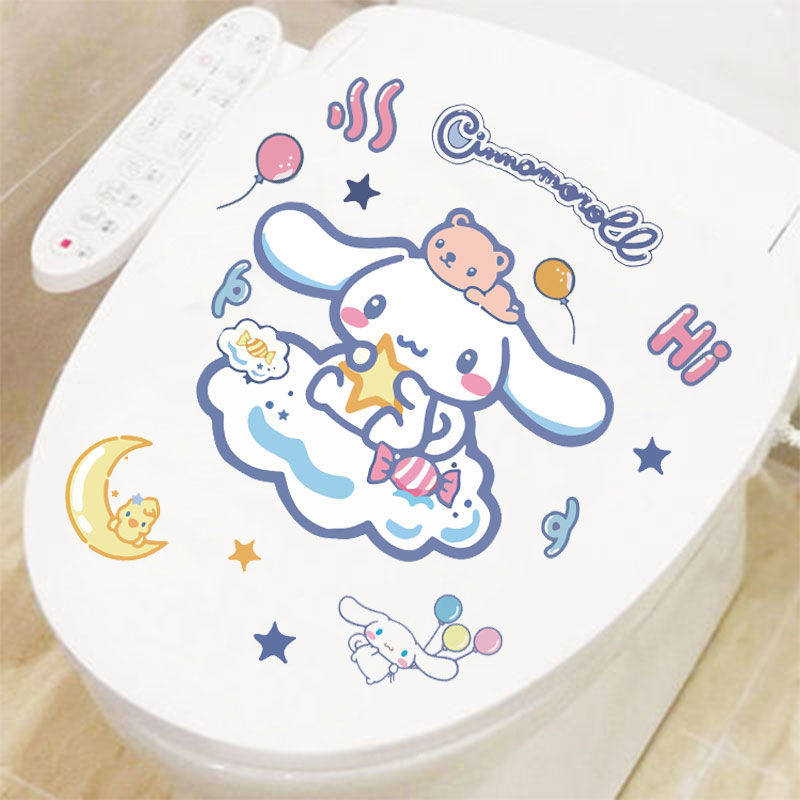 Net Red Creativity Cute Dressing Room Waterproof toilet lid sticker Makeup Room Toilet creative cartoon Decorative Sticker