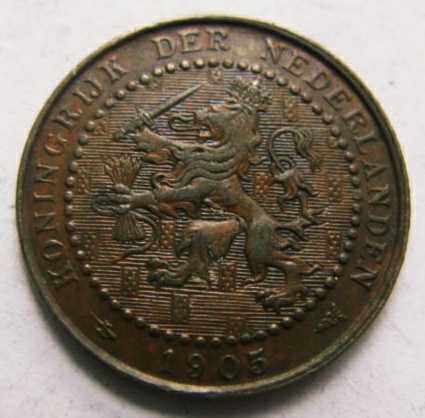 1905 The Dutch Wilhelm Minna Period The Lion Take the Sword 1 Sub-copper Mint Scarce Prints Coin collection