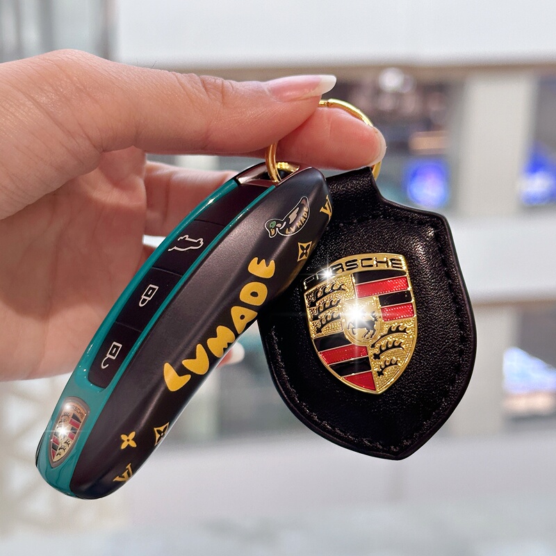 New Porsche Cayenne Panamera 718 Macan 911 Taycan Key Case Trendy Keychain Bag Cover